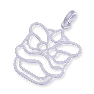 Alternate image for Brushed-Satin Sterling Silver Lion Dance-Inspired Pendant Ancestral Presence