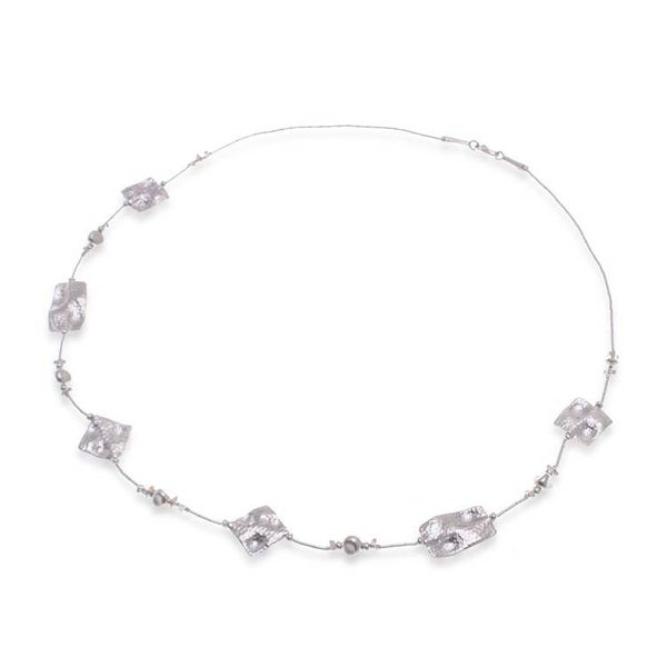 Alternate image for Thai Handmade Hammered 950 Silver Station Beaded Necklace Vestiges of Light