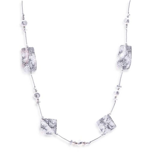Alternate image for Thai Handmade Hammered 950 Silver Station Beaded Necklace Vestiges of Light