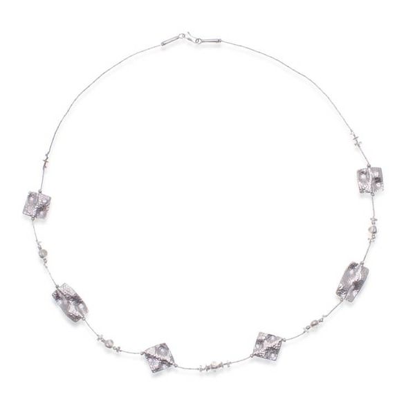 Alternate image for Thai Handmade Hammered 950 Silver Station Beaded Necklace Vestiges of Light