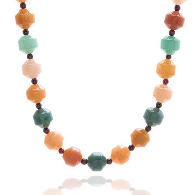 Alternate image for Natural Jade and Garnet Beaded Necklace Crafted in Thailand Joyful Jade