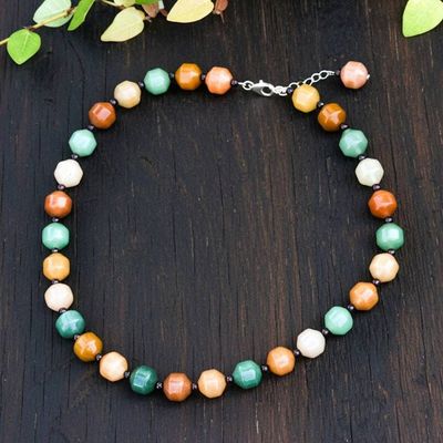 Alternate image for Natural Jade and Garnet Beaded Necklace Crafted in Thailand Joyful Jade