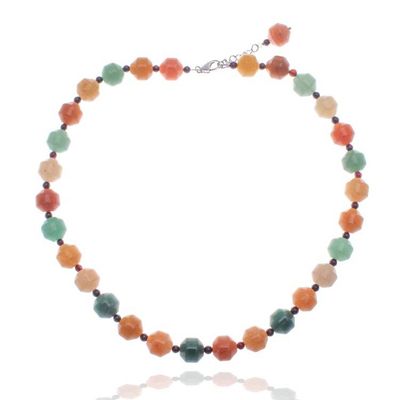 Alternate image for Natural Jade and Garnet Beaded Necklace Crafted in Thailand Joyful Jade