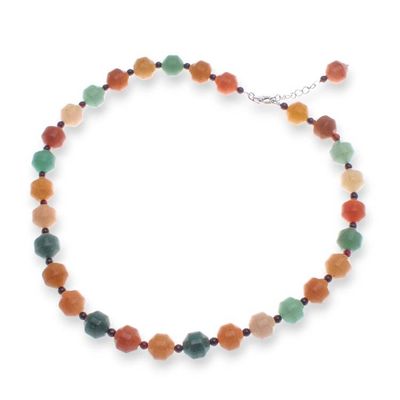 Alternate image for Natural Jade and Garnet Beaded Necklace Crafted in Thailand Joyful Jade