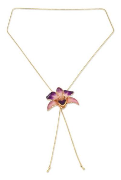 Alternate image for Natural Orchid Flower Necklace Purple Perfection