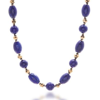 Alternate image for Lapis Lazuli Hematite Beaded Necklace with Gold-Plated Clasp Dreaming in Blue