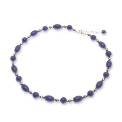 Alternate image for Lapis Lazuli Hematite Beaded Necklace with Gold-Plated Clasp Dreaming in Blue