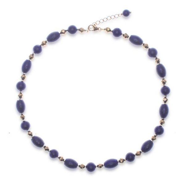 Alternate image for Lapis Lazuli Hematite Beaded Necklace with Gold-Plated Clasp Dreaming in Blue