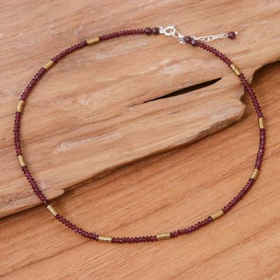Primary image for 19-Carat Natural Garnet and Hematite Beaded Strand Necklace Crimson Glam