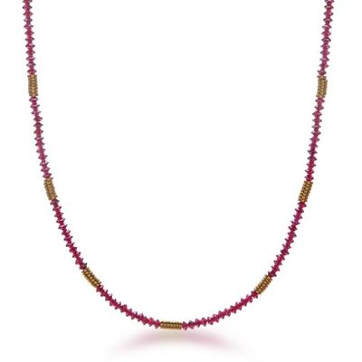 Alternate image for 19-Carat Natural Garnet and Hematite Beaded Strand Necklace Crimson Glam