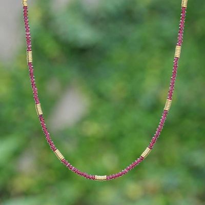 Alternate image for 19-Carat Natural Garnet and Hematite Beaded Strand Necklace Crimson Glam
