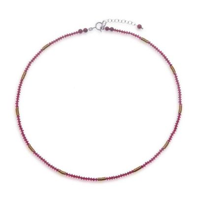 Alternate image for 19-Carat Natural Garnet and Hematite Beaded Strand Necklace Crimson Glam