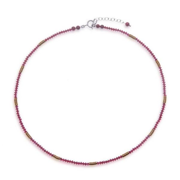 Alternate image for 19-Carat Natural Garnet and Hematite Beaded Strand Necklace Crimson Glam