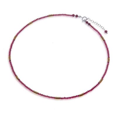 Alternate image for 19-Carat Natural Garnet and Hematite Beaded Strand Necklace Crimson Glam
