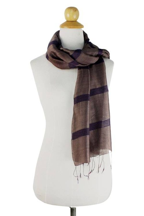 Alternate image for Hand Woven Silk and Rayon Striped Scarf from Thailand Friendly Stripes