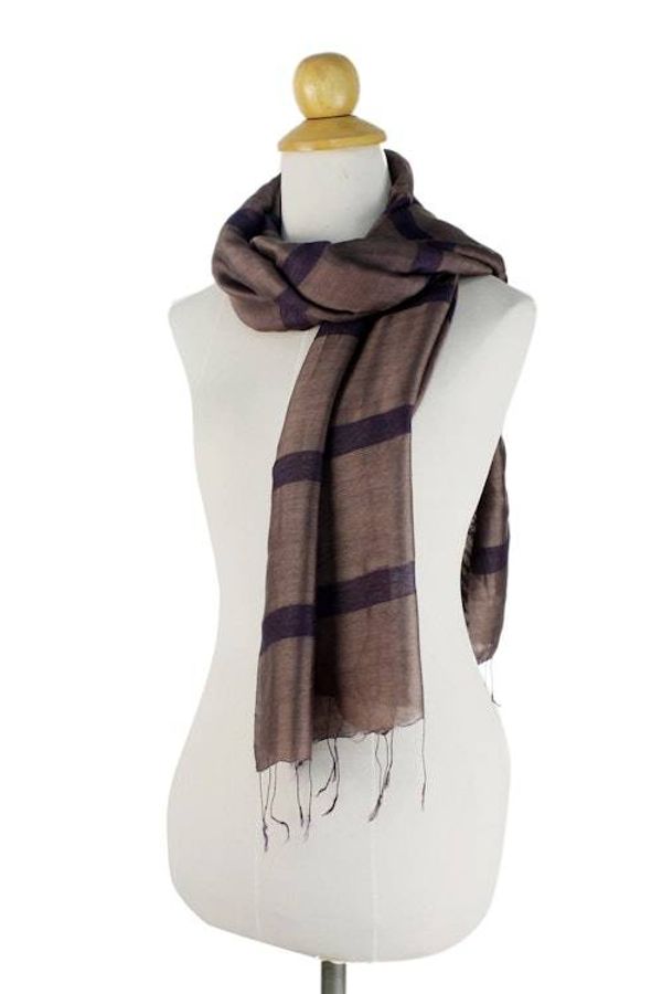 Alternate image for Hand Woven Silk and Rayon Striped Scarf from Thailand Friendly Stripes