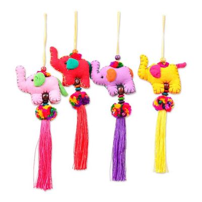 Alternate image for Thai-Made Elephant-Themed 4-Piece Cotton Blend Ornament Set Precious Parade