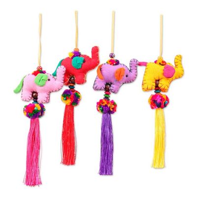 Alternate image for Thai-Made Elephant-Themed 4-Piece Cotton Blend Ornament Set Precious Parade