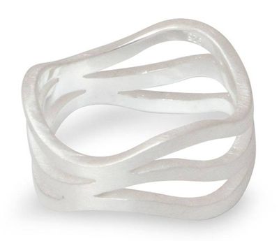 Alternate image for Modern Sterling Silver Band Ring from Thailand Ping River Flows
