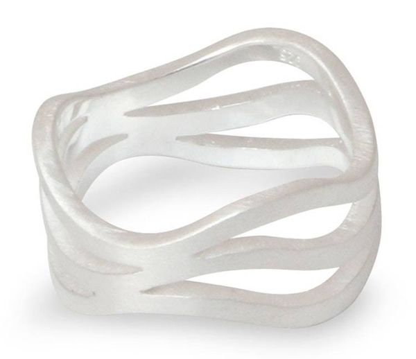 Alternate image for Modern Sterling Silver Band Ring from Thailand Ping River Flows