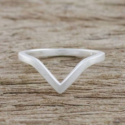 Alternate image for Angular Sterling Silver Mid-Finger Ring from Thailand Wondrous Angle