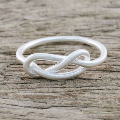 Alternate image for Sterling Silver Cocktail Mid-Finger Ring from Thailand Gleaming Knot