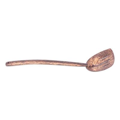 Alternate image for Handmade Coconut Shell and Wood Slotted Spatula with Lines Cooking Lines