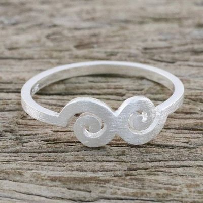 Alternate image for Spiral Motif Sterling Silver Mid-Finger Ring from Thailand Cloud Swirls