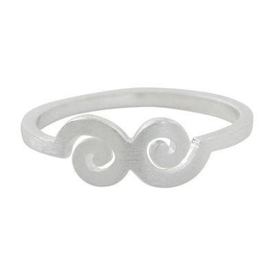 Alternate image for Spiral Motif Sterling Silver Mid-Finger Ring from Thailand Cloud Swirls