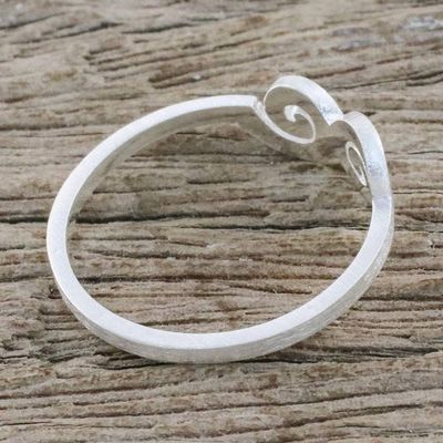 Alternate image for Spiral Motif Sterling Silver Mid-Finger Ring from Thailand Cloud Swirls