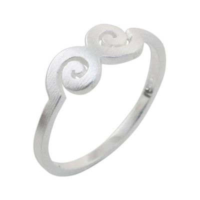 Alternate image for Spiral Motif Sterling Silver Mid-Finger Ring from Thailand Cloud Swirls