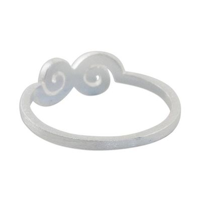 Alternate image for Spiral Motif Sterling Silver Mid-Finger Ring from Thailand Cloud Swirls