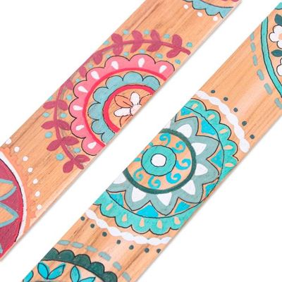 Alternate image for Mandala-Inspired 2-Piece Pink and Green Wood Bookmark Set Bohemian Stories