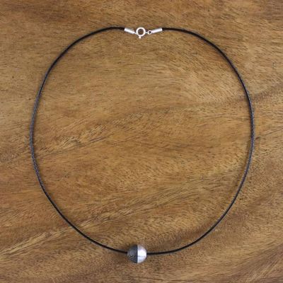 Alternate image for Sterling Silver and Wood Pendant Necklace from Thailand Elegant Half