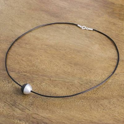 Alternate image for Sterling Silver and Wood Pendant Necklace from Thailand Elegant Half