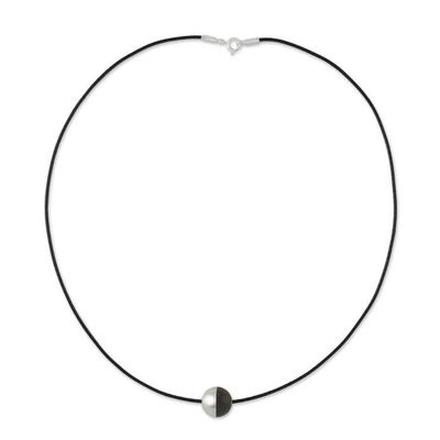 Alternate image for Sterling Silver and Wood Pendant Necklace from Thailand Elegant Half