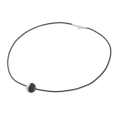 Alternate image for Sterling Silver and Wood Pendant Necklace from Thailand Elegant Half