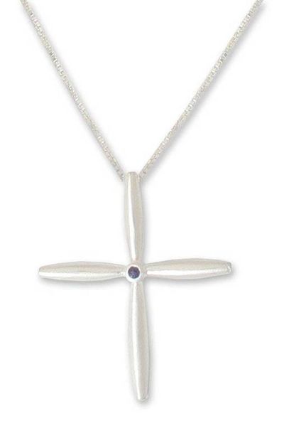 Alternate image for Modern Sterling Silver and Iolite Pendant Necklace Visionary
