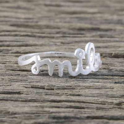 Alternate image for Sterling Silver Brushed Satin Smile Ring from Thailand Silver Smile
