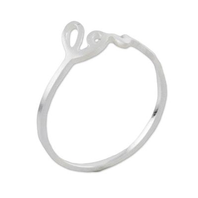Alternate image for Love-Themed Sterling Silver Band Ring from Thailand Gleaming Love