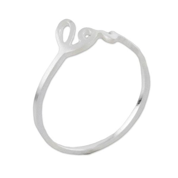 Alternate image for Love-Themed Sterling Silver Band Ring from Thailand Gleaming Love