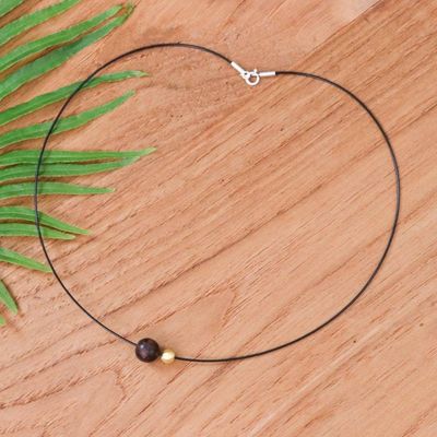 Alternate image for 18k Gold-Accented Wood Pendant Necklace from Thailand Contrasting Spheres