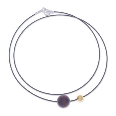Alternate image for 18k Gold-Accented Wood Pendant Necklace from Thailand Contrasting Spheres