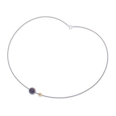 Alternate image for 18k Gold-Accented Wood Pendant Necklace from Thailand Contrasting Spheres