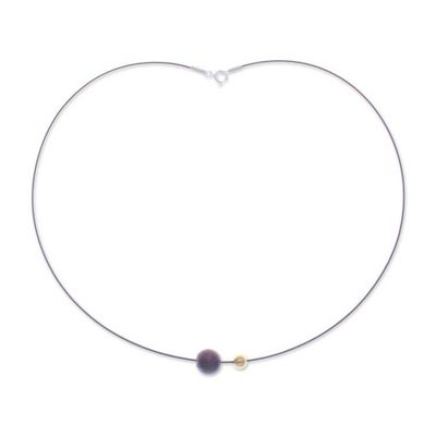 Alternate image for 18k Gold-Accented Wood Pendant Necklace from Thailand Contrasting Spheres