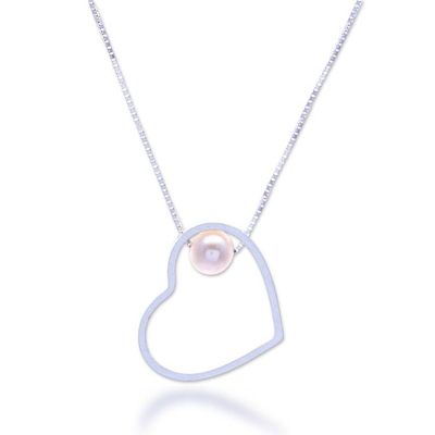 Alternate image for Minimalist Heart-Themed Silver and Cultured Pearl Necklace Secrets of the Heart