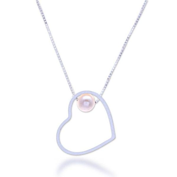 Alternate image for Minimalist Heart-Themed Silver and Cultured Pearl Necklace Secrets of the Heart