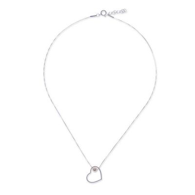 Alternate image for Minimalist Heart-Themed Silver and Cultured Pearl Necklace Secrets of the Heart