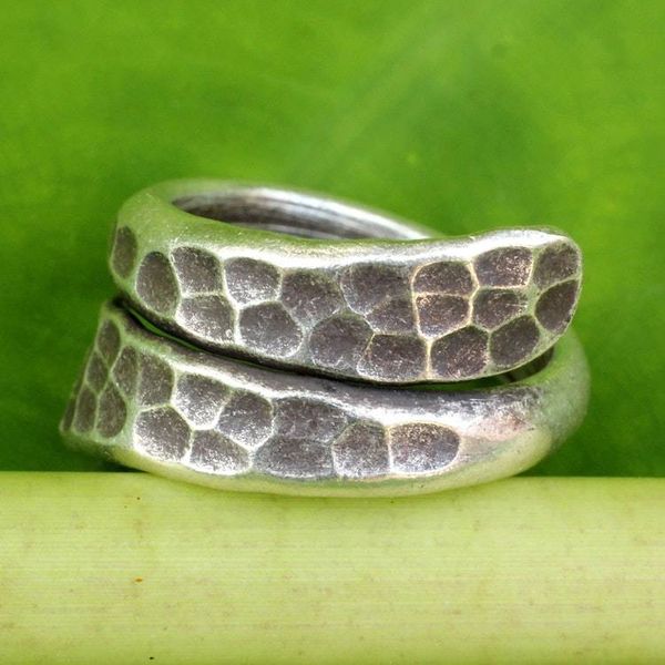 Alternate image for Thai Handmade Sterling Silver Wrap Ring Written in Stone