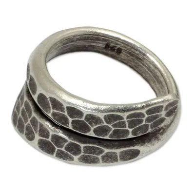 Alternate image for Thai Handmade Sterling Silver Wrap Ring Written in Stone